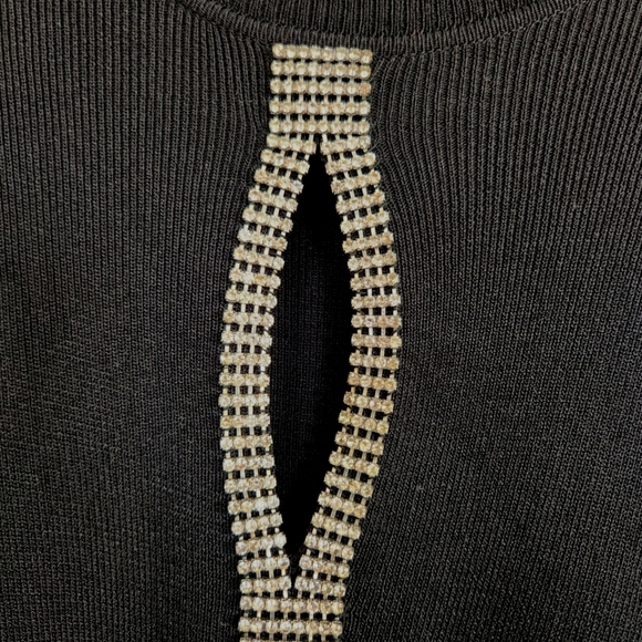Addition Elle Black Knit Stretchy Turtleneck Sweater Diamonds Rhinestone Dressy - Picture 5 of 9
